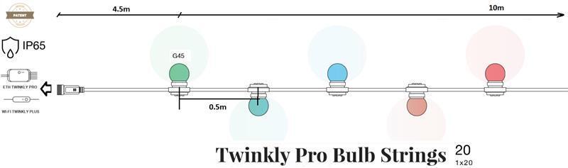 Twinkly Pro Strings RGB 20, G45 лампы, IP65, AWG22 PVC, черный (TW-PLC-G45-FR-20-STP-B), Чёрный
Twinkly Pro Strings RGB 20, G45 лампы, IP65, AWG22 PVC, черный (TW-PLC-G45-FR-20-STP-B), Чёрный