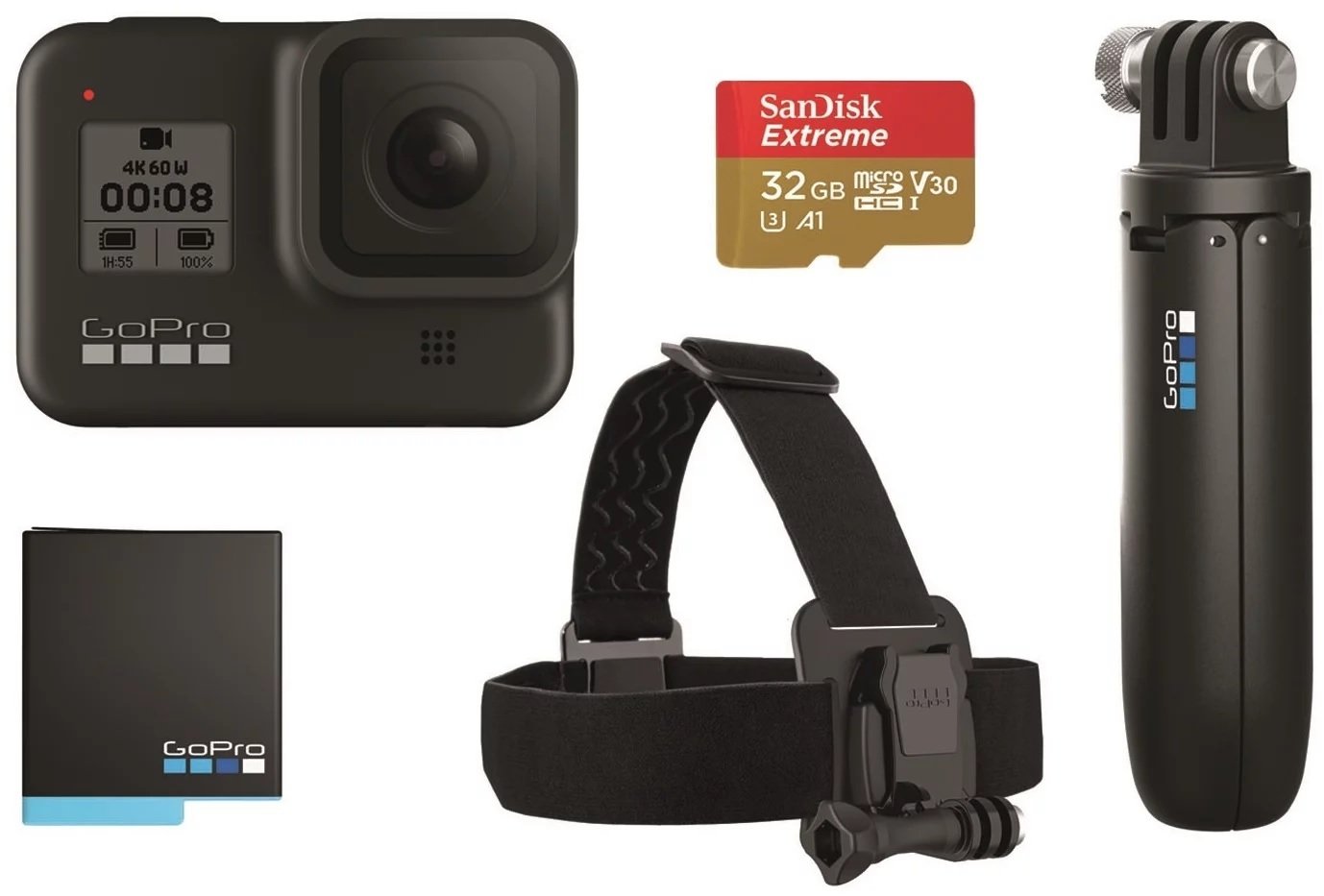 GoPro HERO8 Black + Rechargeable Battery + Head Strap + QuickClip + Shorty + SD32GB (CHDRB-801)
GoPro HERO8 Black + Rechargeable Battery + Head Strap + QuickClip + Shorty + SD32GB (CHDRB-801)