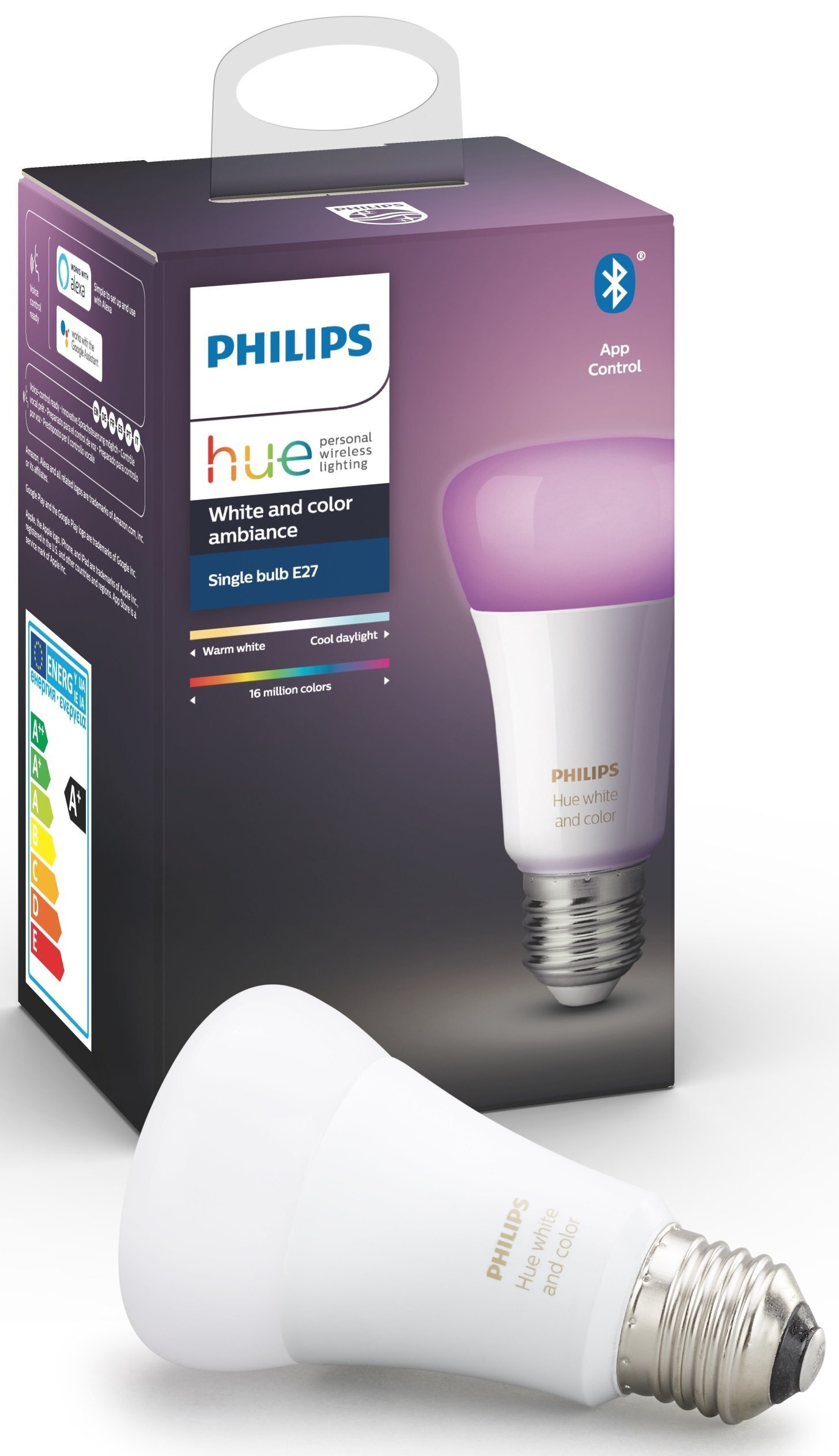PHILIPS Hue Single Bulb E27, 9W (60Вт), 2000K-6500K, Color, Bluetooth, димируемая (929002216824), Белый
PHILIPS Hue Single Bulb E27, 9W (60Вт), 2000K-6500K, Color, Bluetooth, димируемая (929002216824), Белый