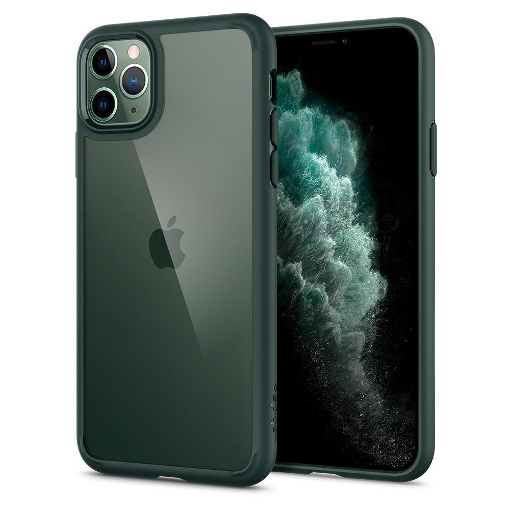 

Spigen для iPhone 11 Pro Ultra Hybrid Midnight Green (ACS00417), Прозрачный|зелёный