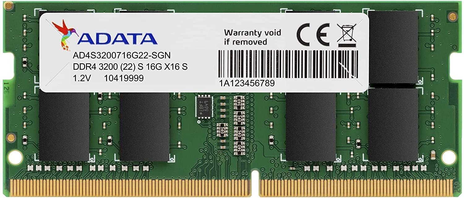 

A-DATA DDR4-3200 16GB SO-DIMM (AD4S320016G22-SGN), Зелёный