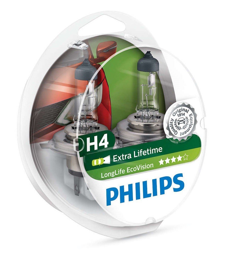 

PHILIPS H4 LongLife EcoVision, 2шт/блистер (12342LLECOS2)