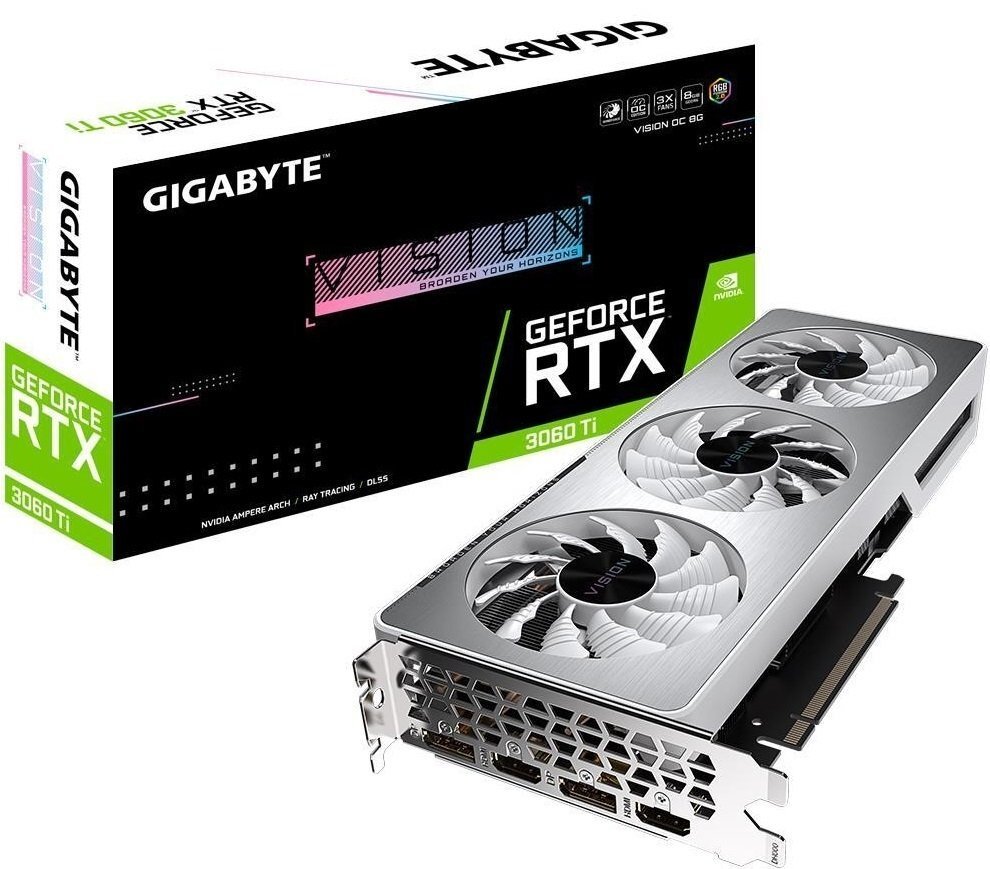 

GIGABYTE GeForce RTX 3060 Ti VISION OC 8G LHR (GV-N306TVISION_OC-8GD), Чёрный