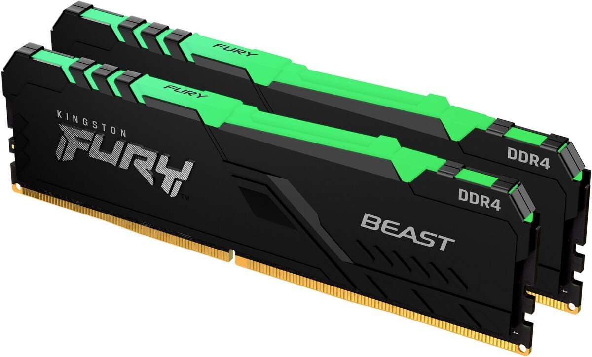 

KINGSTON DDR4-3000 16GB KIT (8GBx2) FURY Beast RGB (KF430C15BBAK2/16), Чёрный
