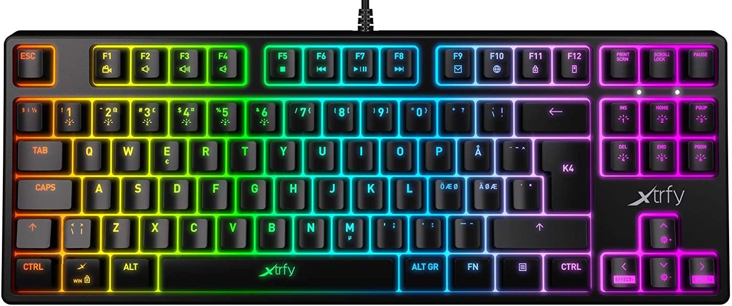 

Xtrfy K4 TKL RGB Kailh Red Ukr-Ru, Black (XG-K4-RGB-TKL-R-UKR), Чёрный