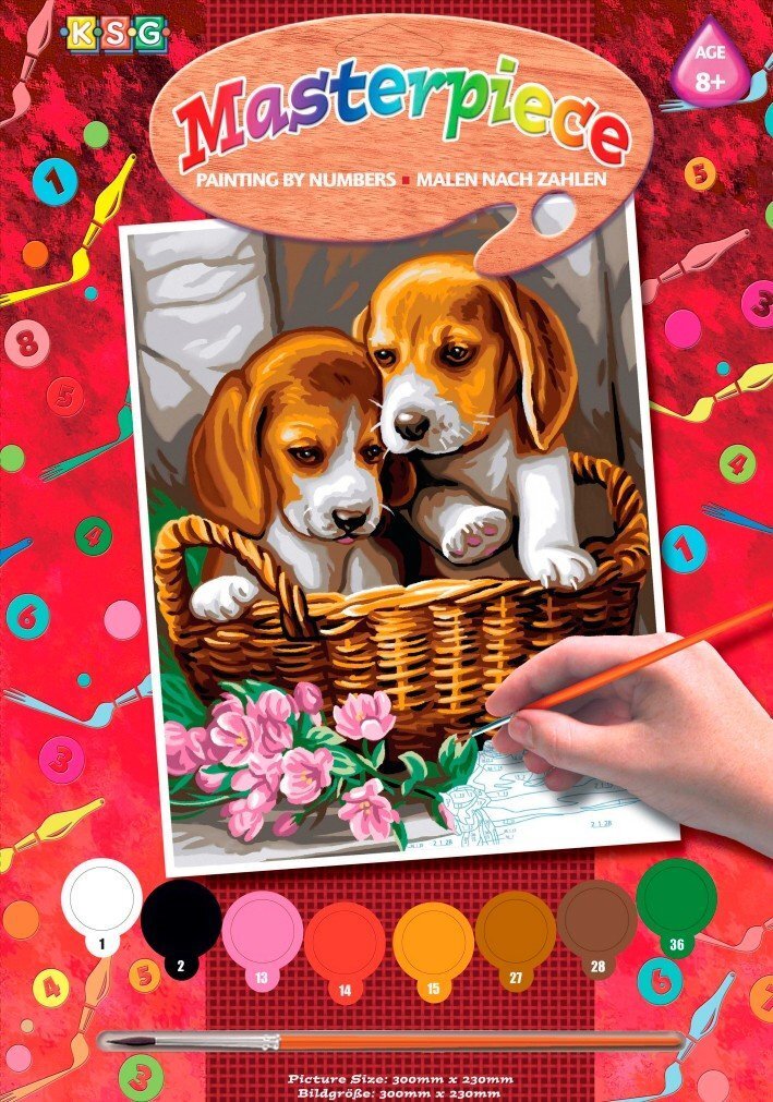 

Sequin Art PAINTING BY NUMBERS JUNIOR Basket of Puppies (SA1042)