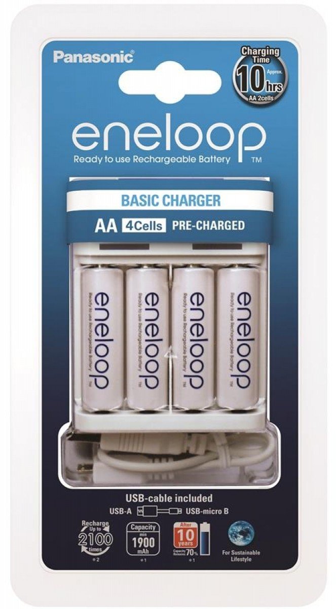 

PANASONIC Basic USB Charger+eneloop 4AA 1900 mAh (K-KJ61MCC40USB)