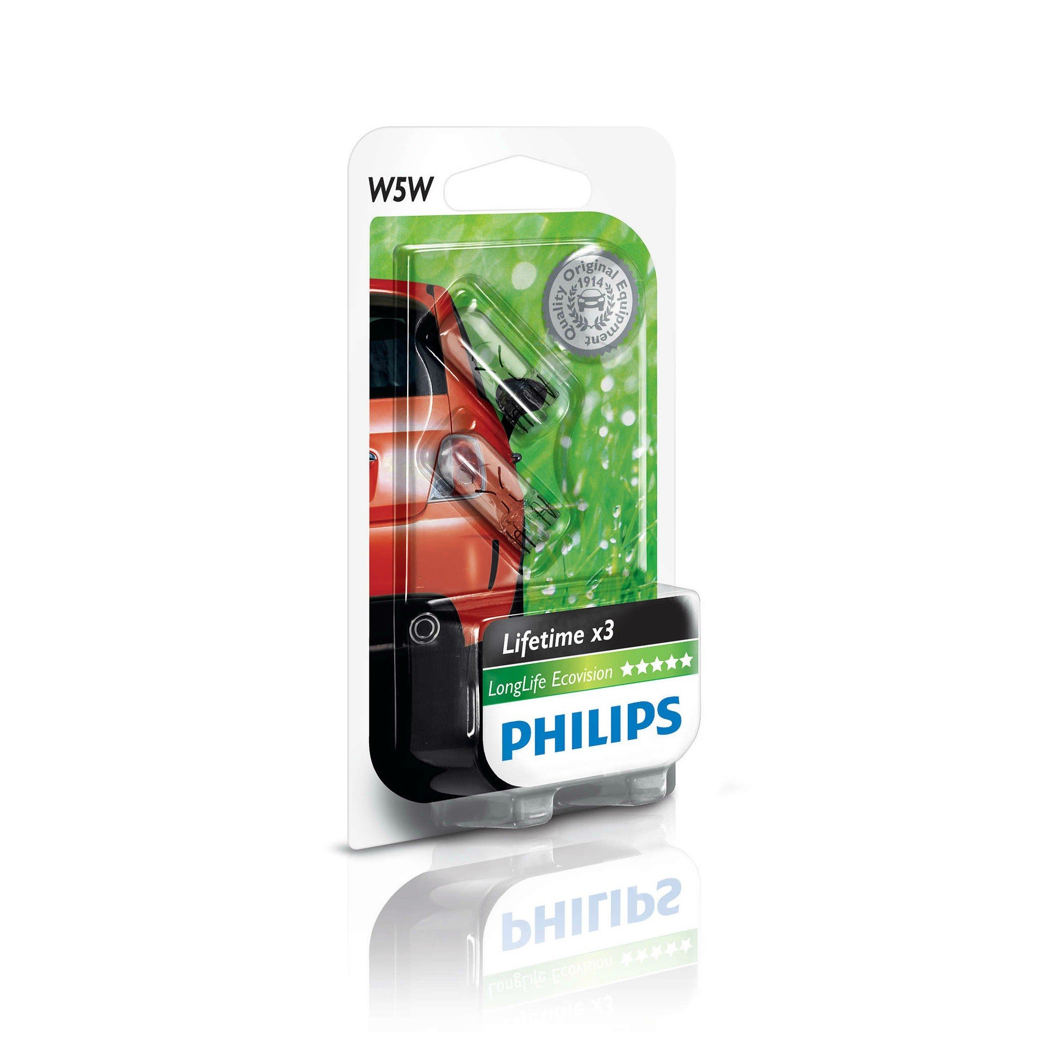 

PHILIPS W5W LongLife EcoVision, 2шт/блистер (12961LLECOB2)