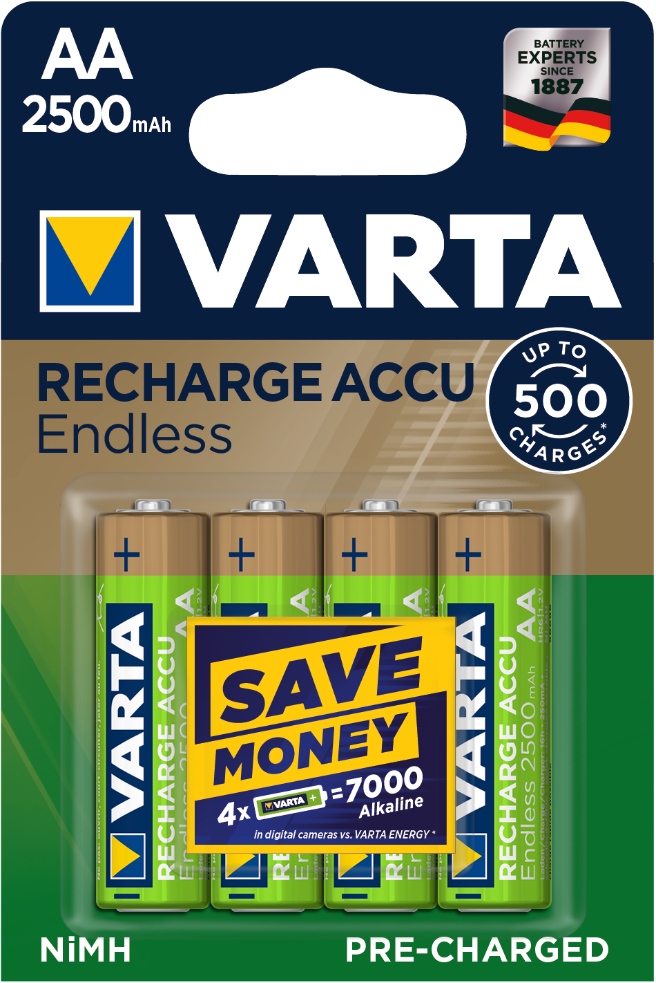 

VARTA Rechargeable ACCU ENDLESS AA 2500 mAh BLI 4 NI-MH (56686101404)