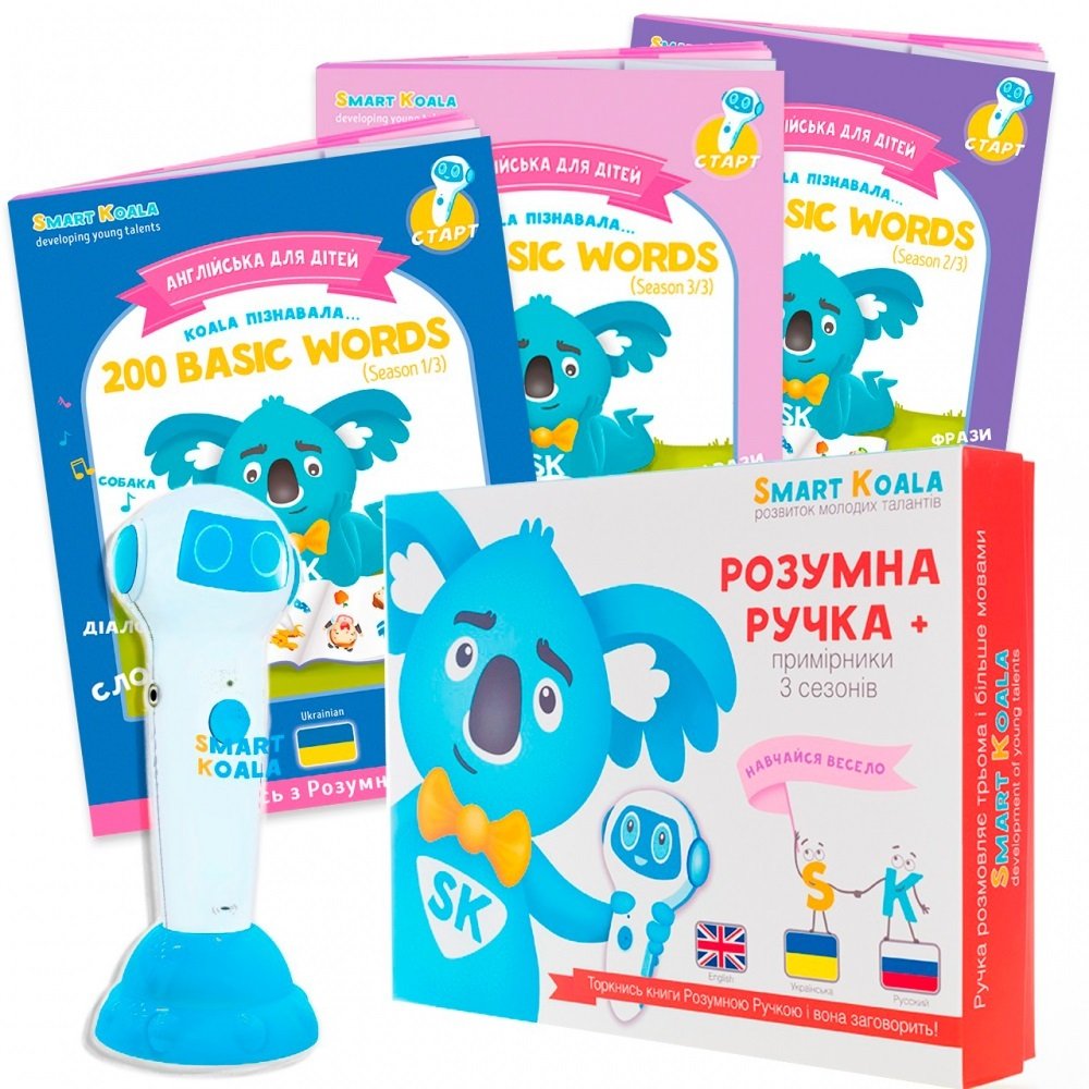 

Smart Koala + Книга Интерактивная Smart Koala English (1, 2, 3 сезон) (SKS0123BW)