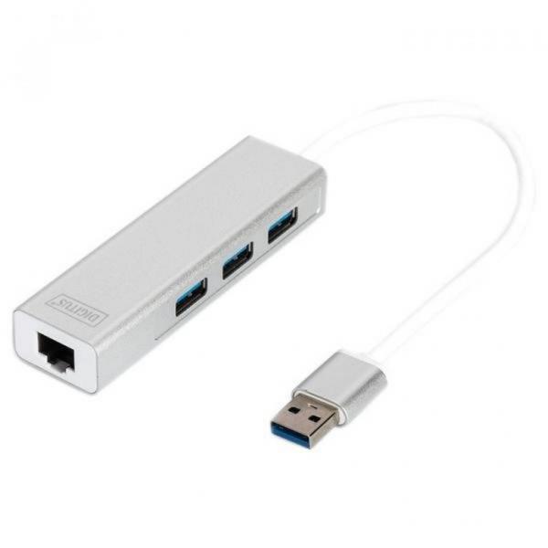 Акція на DIGITUS 3-разъемный хаб USB 3.0 и сетевой адаптер Gigabit (DA-70250-1) від Repka