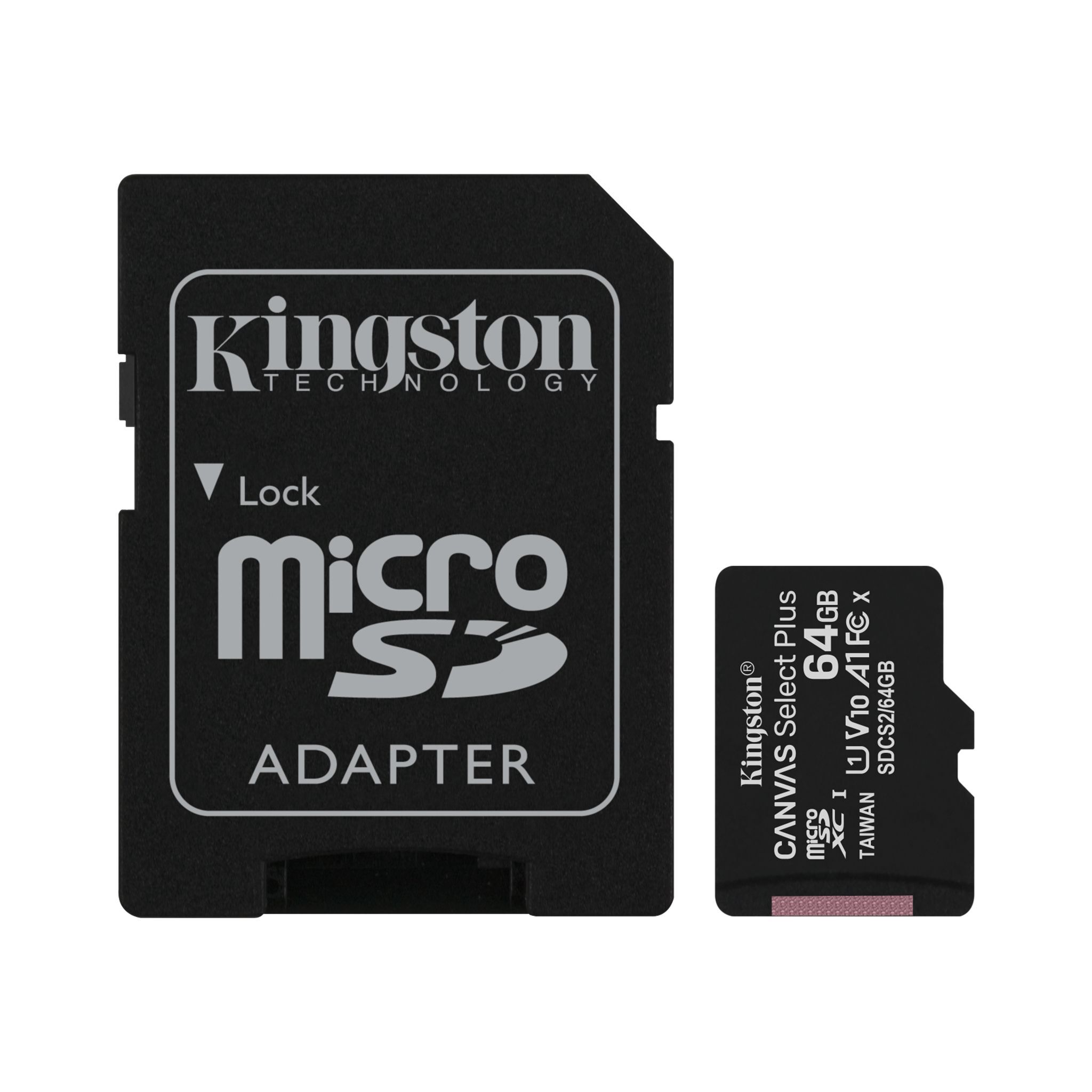 

KINGSTON microSDXC 64GB Class 10 UHS-I R100MB/s + SD-адаптер (SDCS2/64GB)