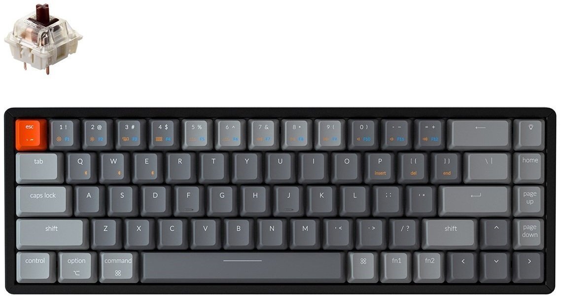 

KEYCHRON K6 Aluminum Frame 68 keys, Gateron Brown, Hot-Swap, RGB, Black (W3), Чёрный