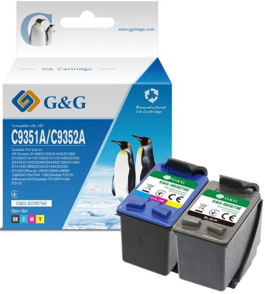 

G&G для HP No.21/22 DJ3920/3940, PSC1410 Black/Tri-color Combo Pack (G&G-SD367AE)