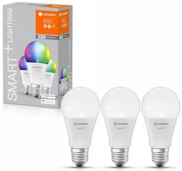 

OSRAM 3шт LEDVANCE LEDSMART+WiFi A60 9W (806Lm) 2700-6500K + RGB E27 диммируемые (4058075485754)