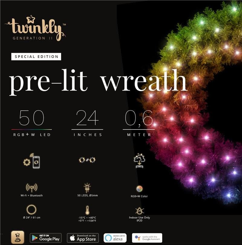 

Twinkly Cluster RGBW 50 на еловом веночке (TWR050SPP-BEU)