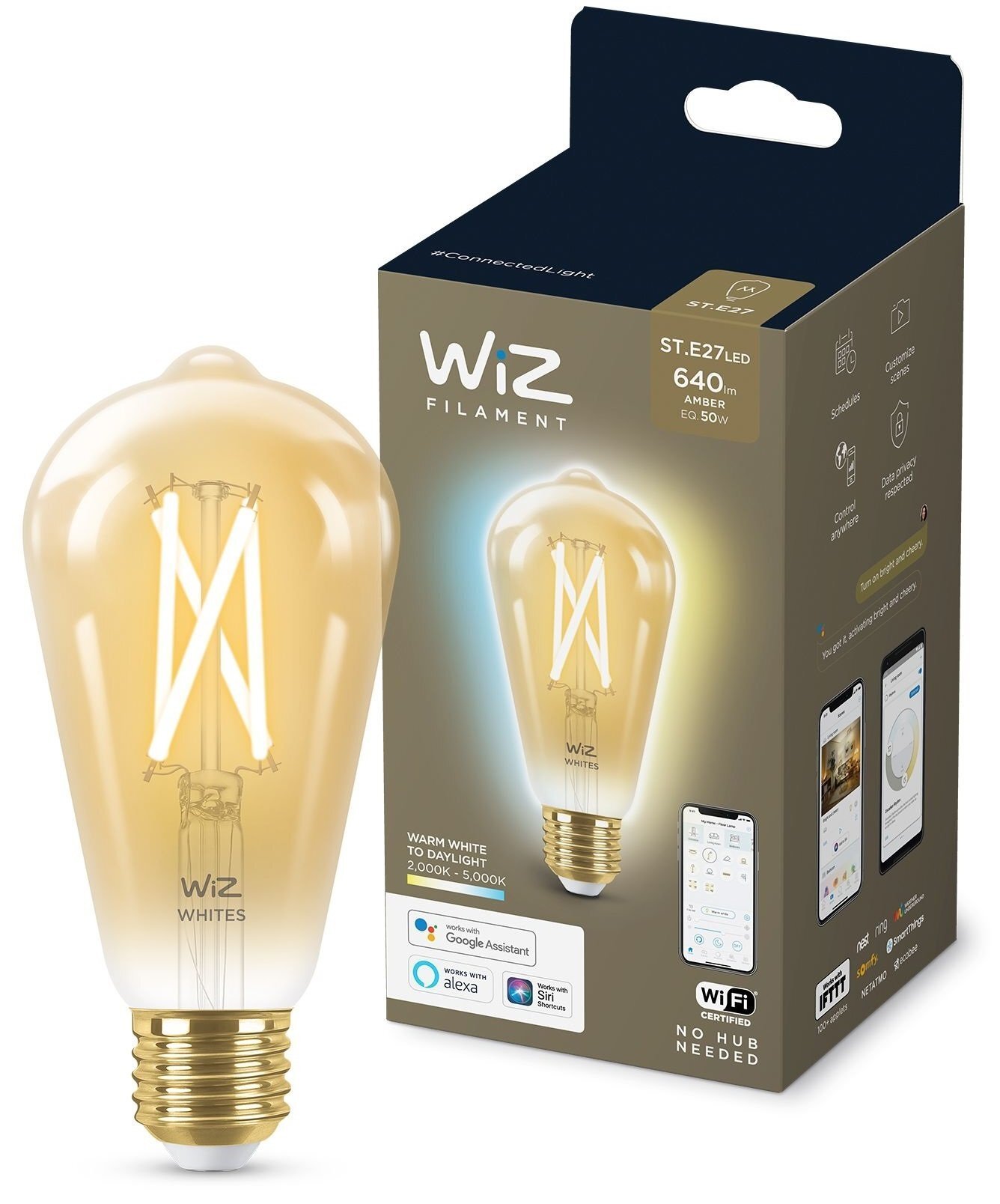 

WiZ E27 7W (50W 640Lm) ST64 2000-5000K Wi-Fi (929003018701)