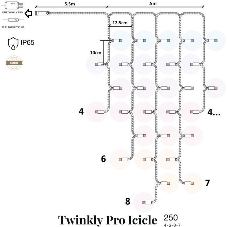 

Twinkly Pro Icicle AWW 250, IP65, AWG22 PVC Rubber белый (TW-PLC-I-CA-250GOP-WR)