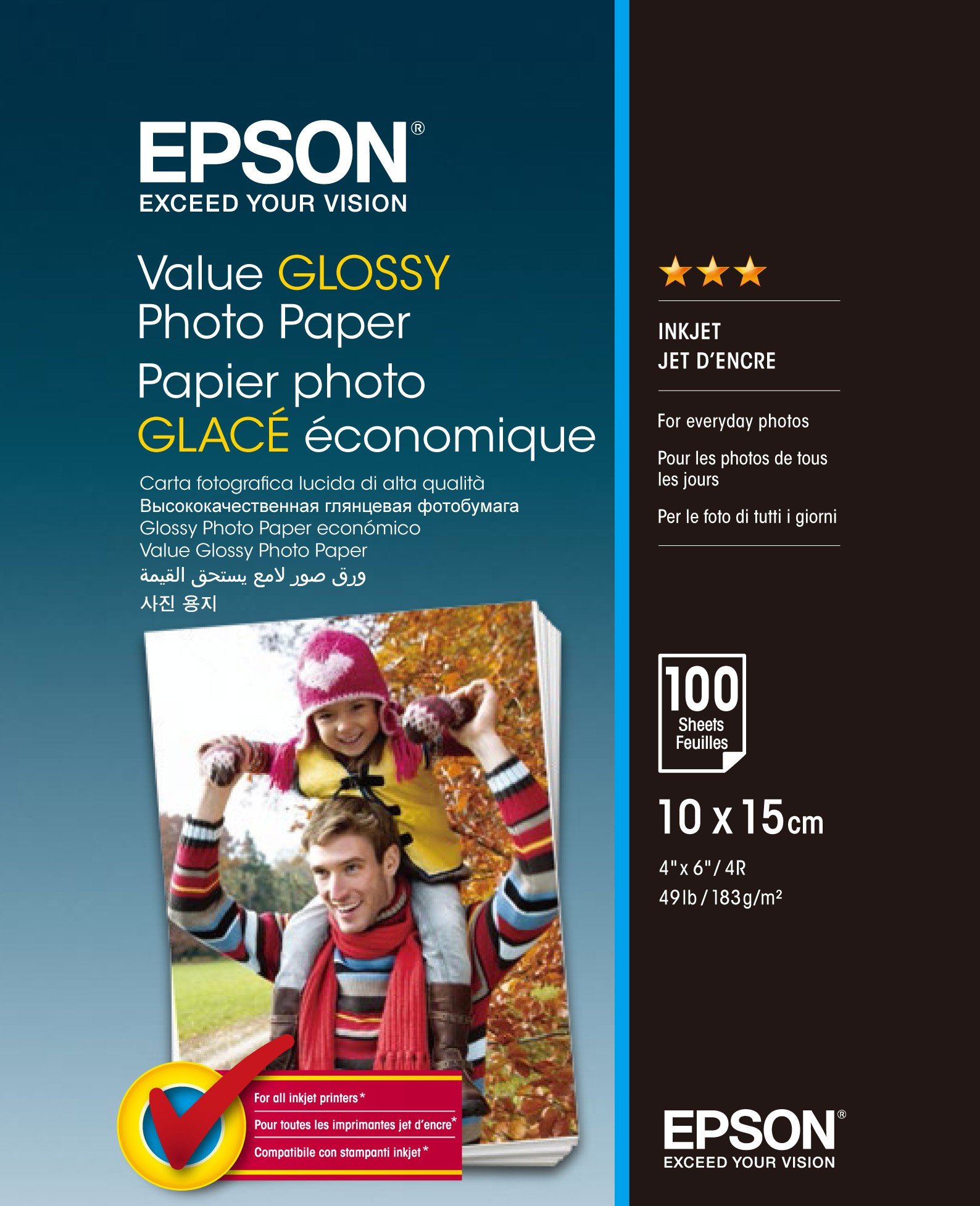 

EPSON 100mmx150mm Value Glossy Photo Paper 100 л. (C13S400039)