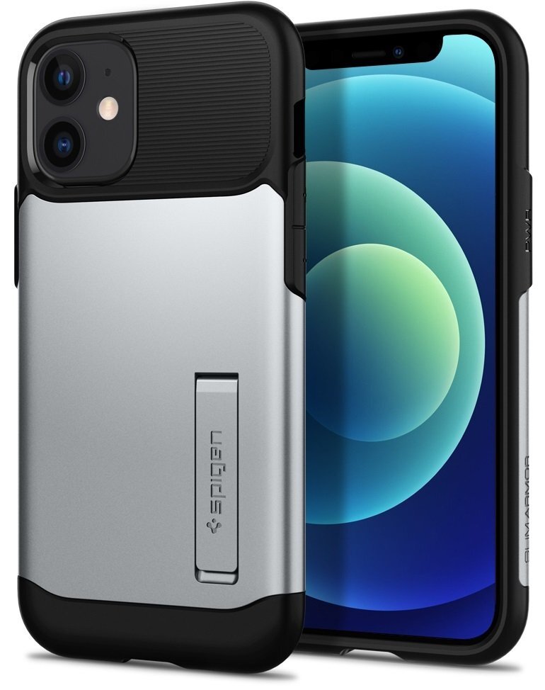 

Spigen для iPhone 12 mini Slim Armor Satin Silve (ACS01548), Серебристый|чёрный