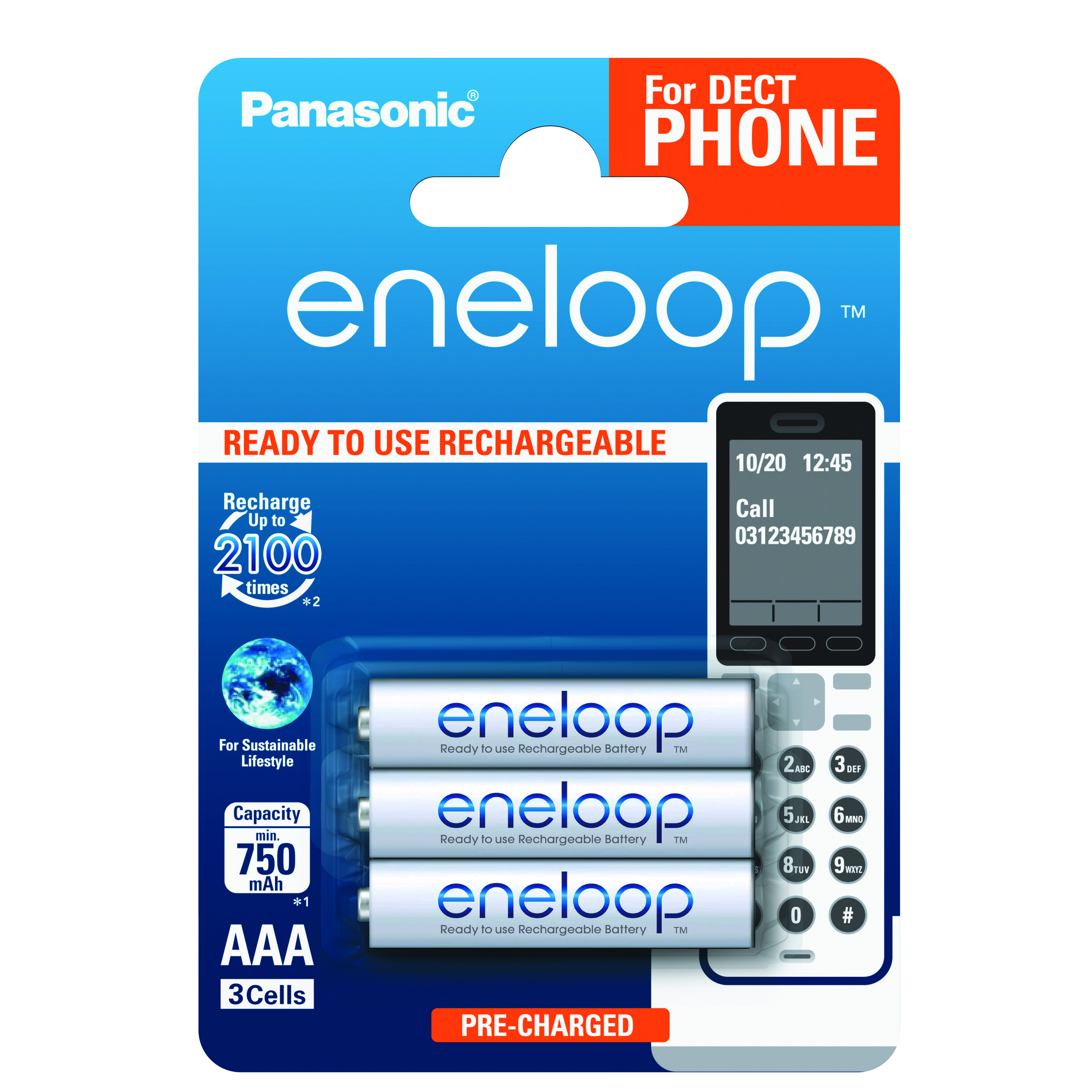 

PANASONIC Eneloop AAA 750 3BP mAh NI-MH Dect Series (BK-4MCCE/3DE)