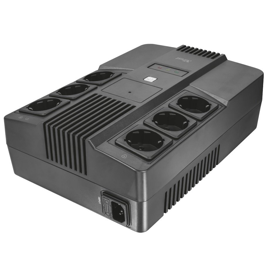 

TRUST Maxxon 800VA UPS with 6 standard wall power outlets BLACK (23326), Чёрный