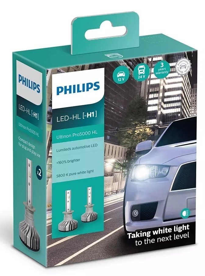 

PHILIPS H1 Ultinon Pro5000 + 160%, 2 шт / комплект (11258U50CWX2)