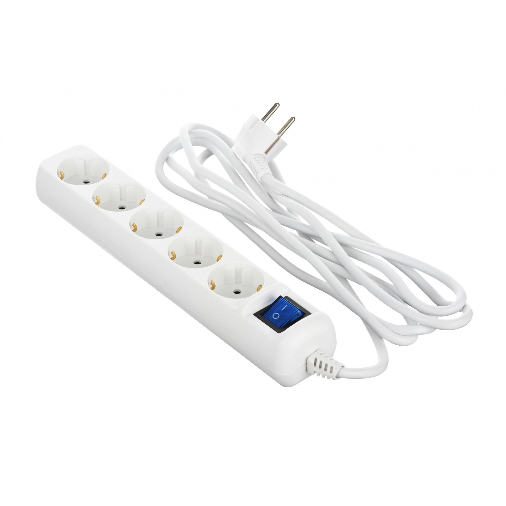 

2Е 5XSchuko с выключателем 3G1.0*5M, белый (2E-U05ESM5W)