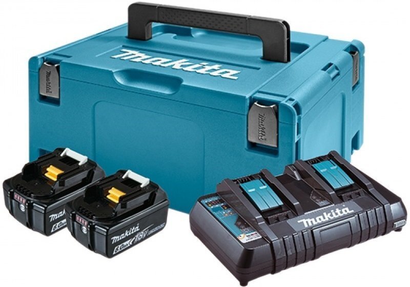 

MAKITA LXT BL1860 x 2шт (18В, 6Ач) + DC18RD, кейс Makpac3 (198077-8)