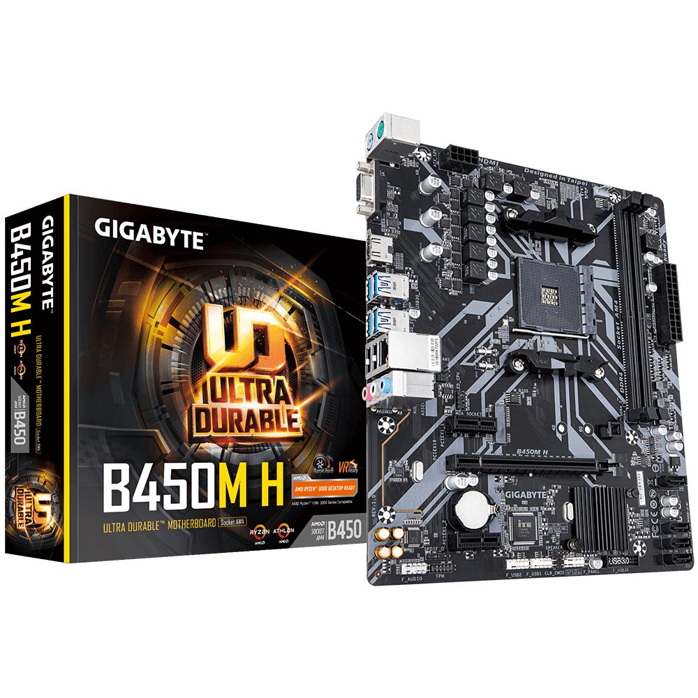 

GIGABYTE B450M H, Чёрный