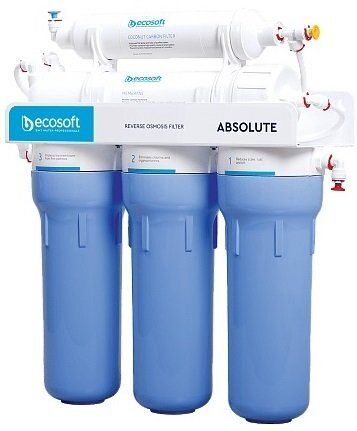 

Ecosoft Absolute 5-50 (2 уголь. картриджа, 50 галл DOW, кран модерн) (MO550ECO), Белый