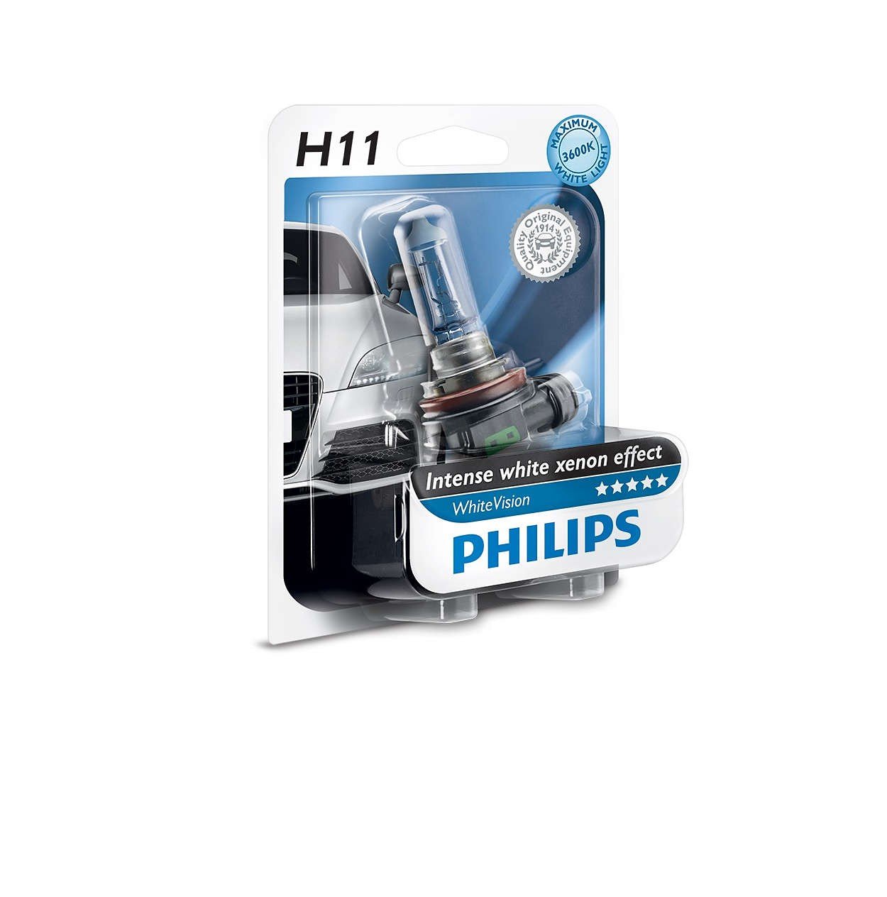 

PHILIPS H11 WhiteVision +60%, 1шт/блистер (12362WHVB1