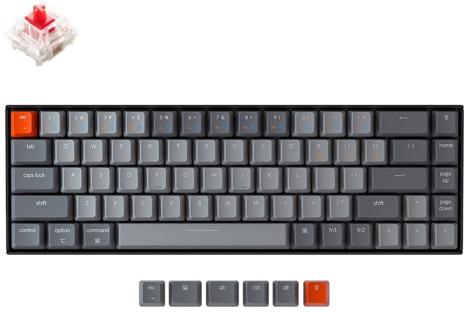 

KEYCHRON K6 68 Key Gateron White LED Red (K6O1), Чёрный