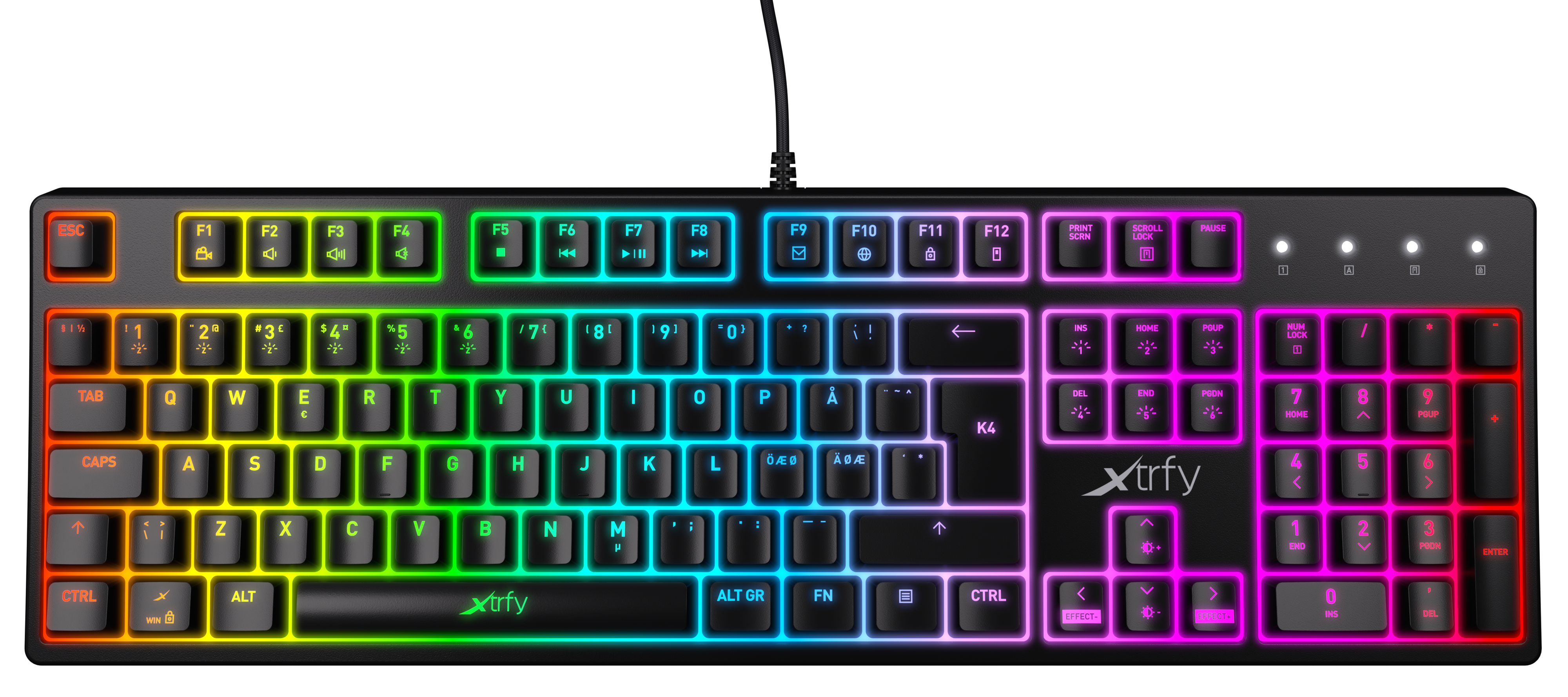 

Xtrfy K4 RGB Kailh Red Ukr-Ru (XG-K4-RGB-R-UKR), Чёрный