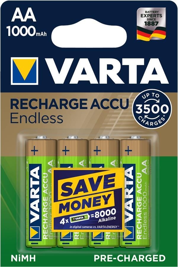 

VARTA RECHARGEABLE ACCU ENDLESS AA 1000mAh BLI 4 NI-MH (56666101404)