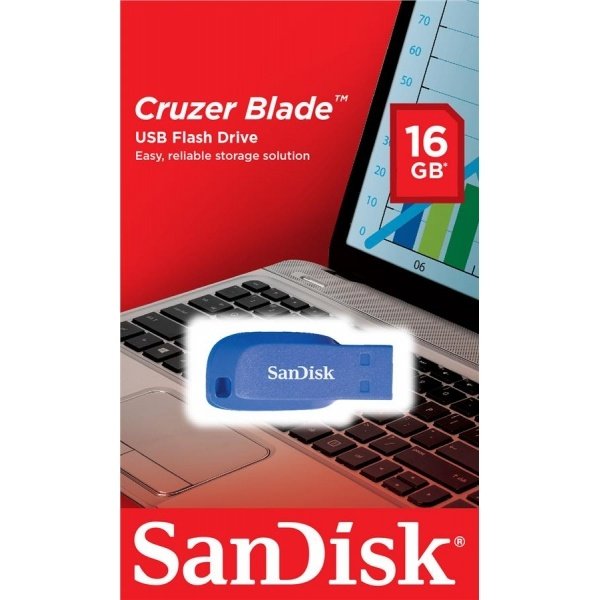 Акція на SANDISK 16GB USB Cruzer Blade Blue Electric (SDCZ50C-016G-B35BE) від Repka