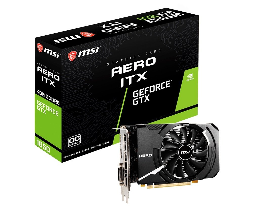 

MSI GeForce GTX1650 4GB DDR6 AERO ITX OC (GTX_1650_D6_AERO_ITX_OC)