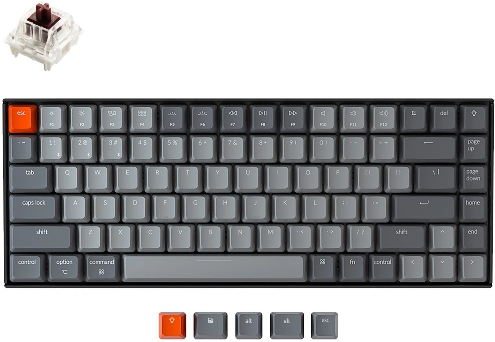 

KEYCHRON K2 84 keys, Gateron White LED, Brown (K2C3_KEYCHRON), Чёрный