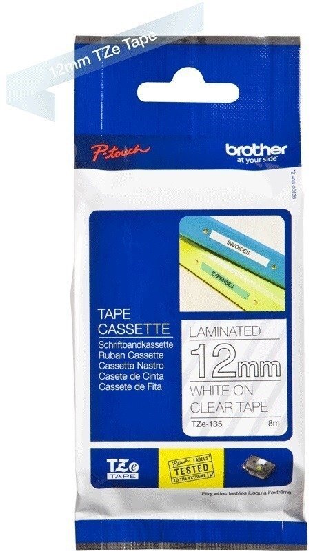 

BROTHER Термо-лента 12mm ламинированная, черный на прозрачном (TZE135)
