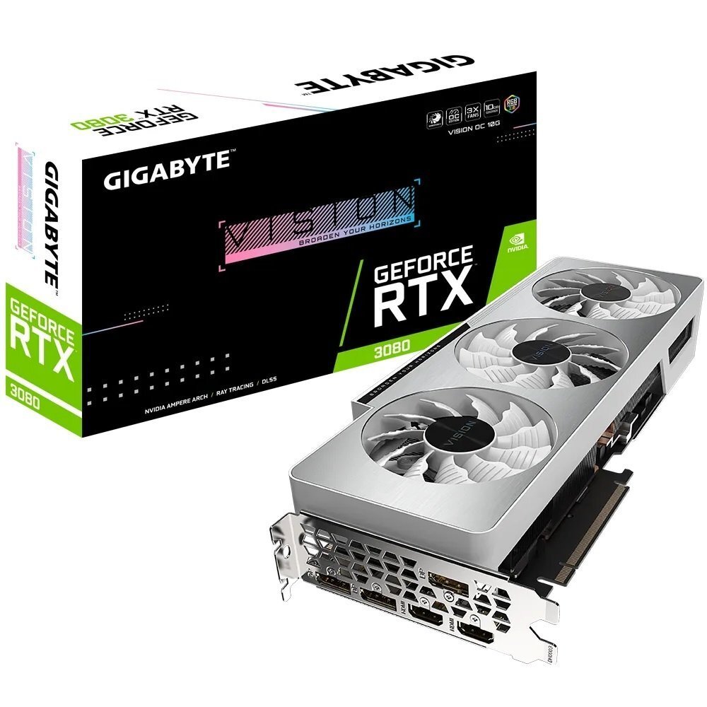 

GIGABYTE GeForce RTX3080 VISION OC LHR (GV-N3080VISION_OC-10GD_2), Чёрный