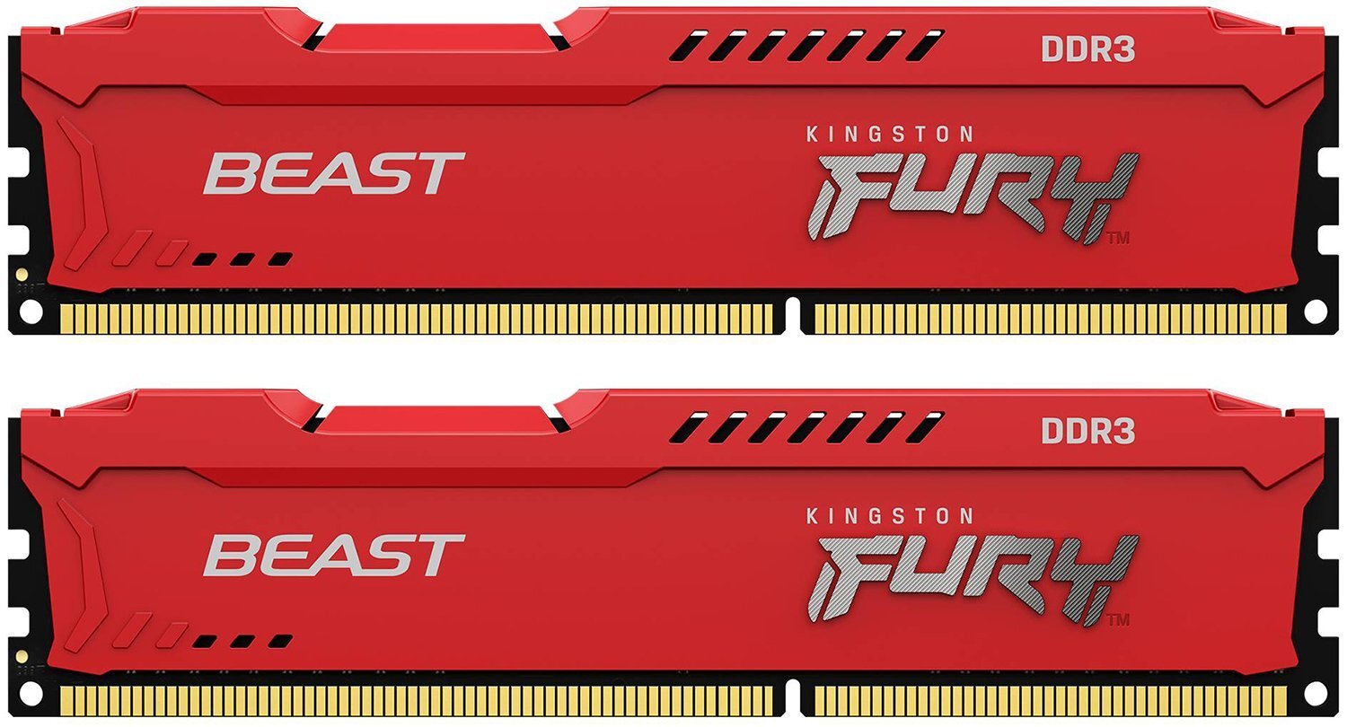 

KINGSTON DDR3-1866 8GB KIT (4GBx2) 1.5V FURY Beast Red (KF318C10BRK2/8), Красный