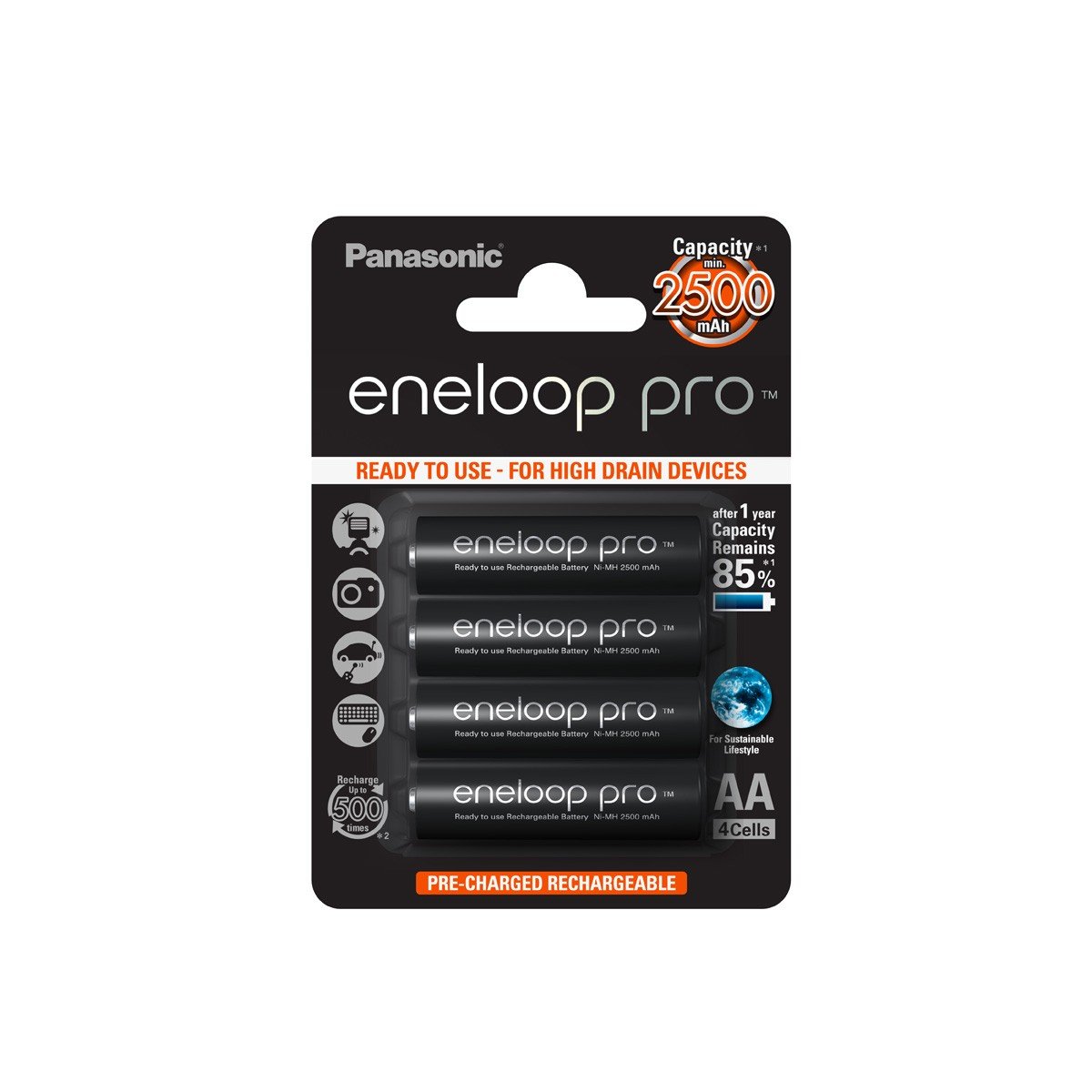 

PANASONIC Eneloop Pro AA 2500 mAh 4BP (BK-3HCDE/4BE)