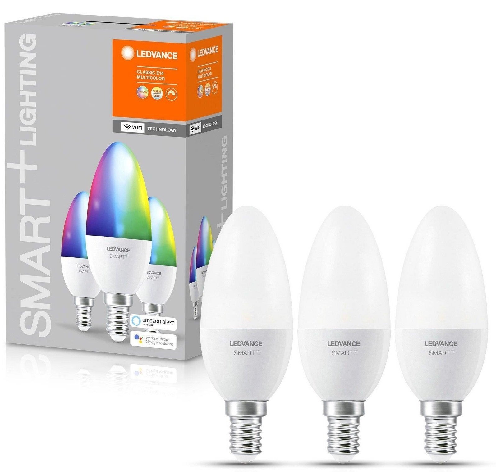 

OSRAM 3шт LEDVANCE LEDSMART+WiFi B40 5W (470Lm) 2700-6500K + RGB E14 диммируемые (4058075485938)