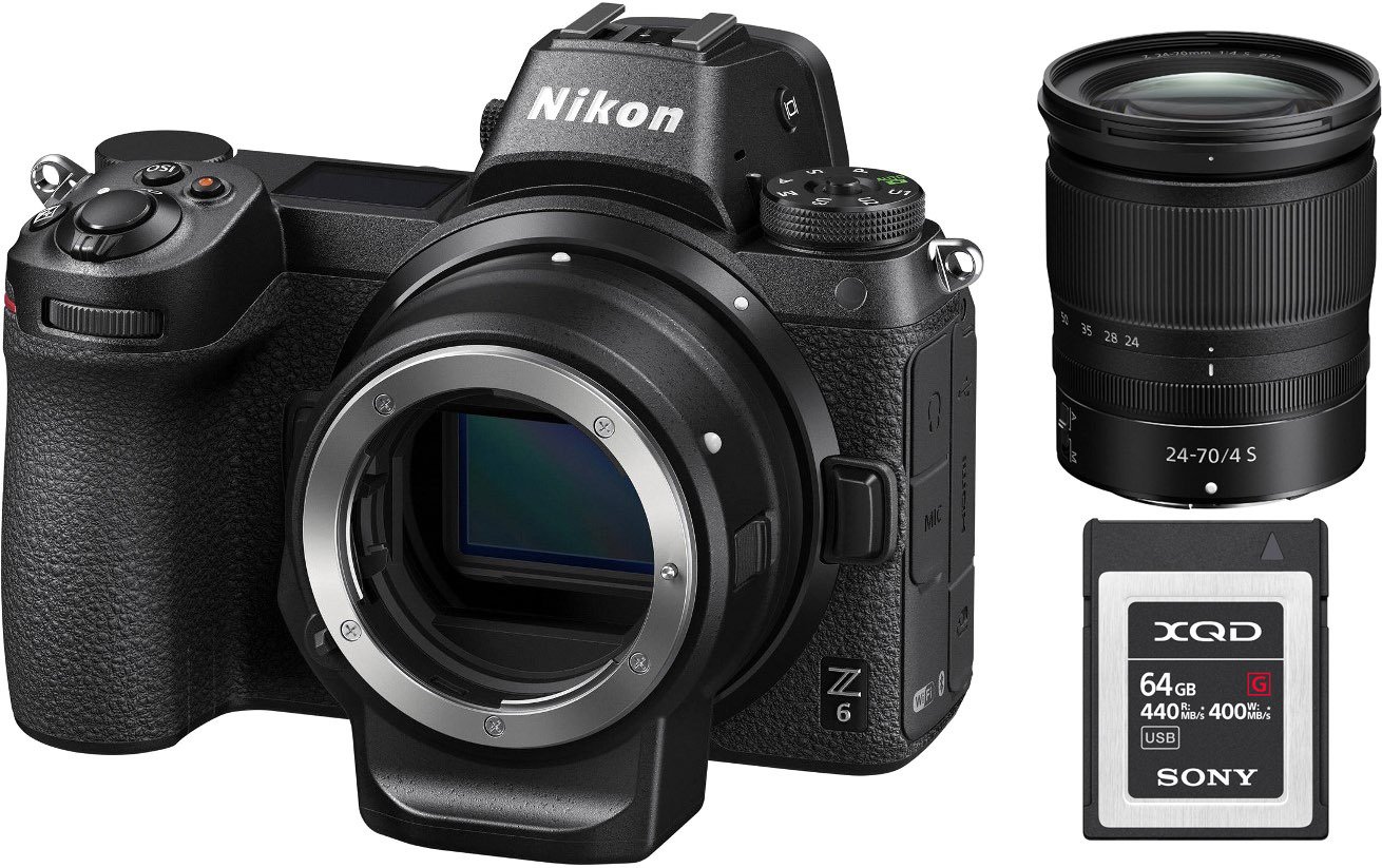 

NIKON Z6 + 24-70 F4.0 + FTZ Mount Adapter + 64GB XQD (VOA020K009), Чёрный