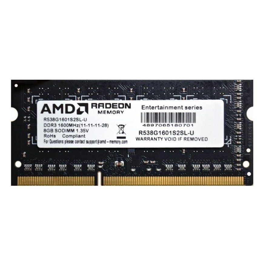 

AMD DDR3-1600 8GB 1.35V SO-DIMM (R538G1601S2SL-U)