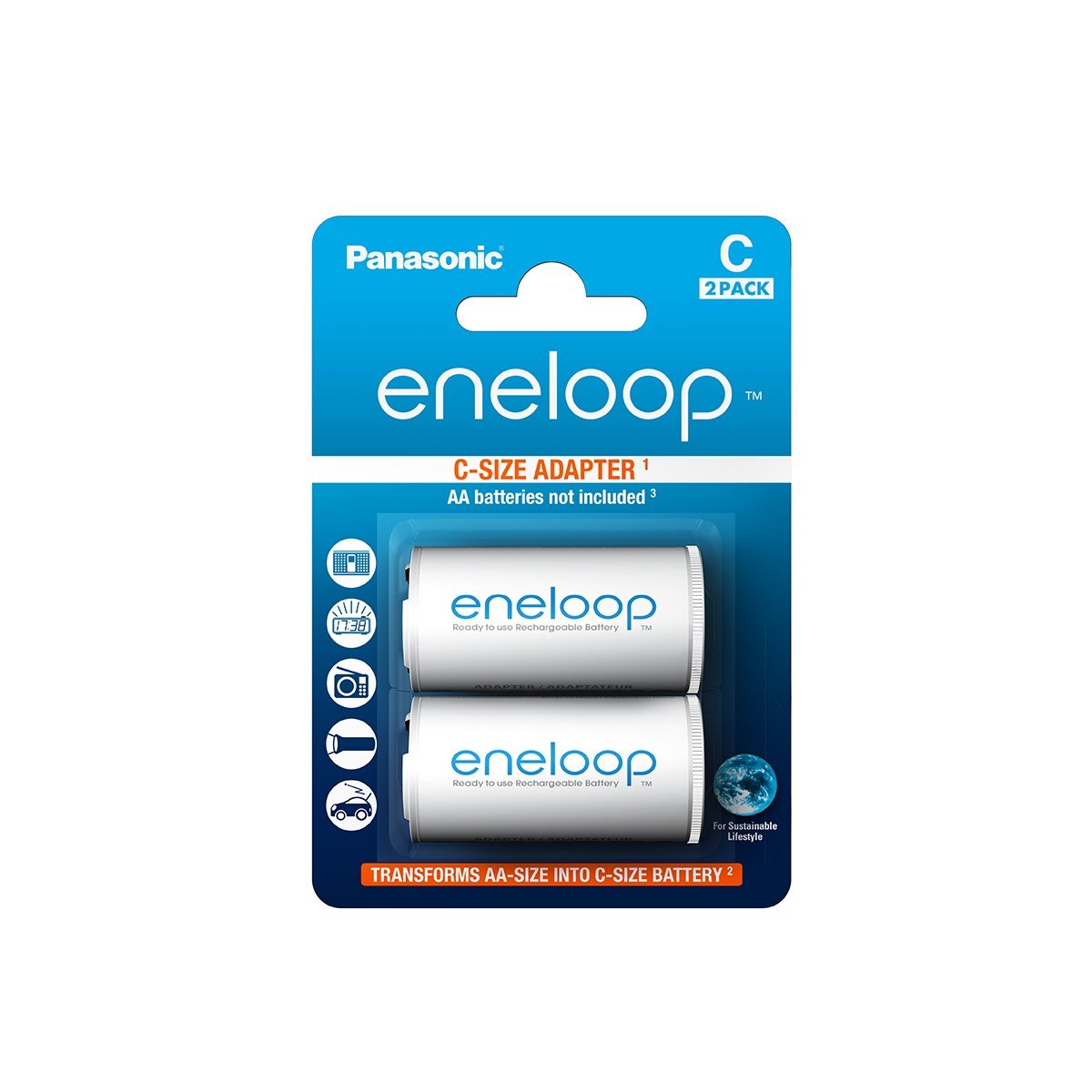 

PANASONIC Eneloop с типа AA на C 2BP (BQ-BS2E/2E)