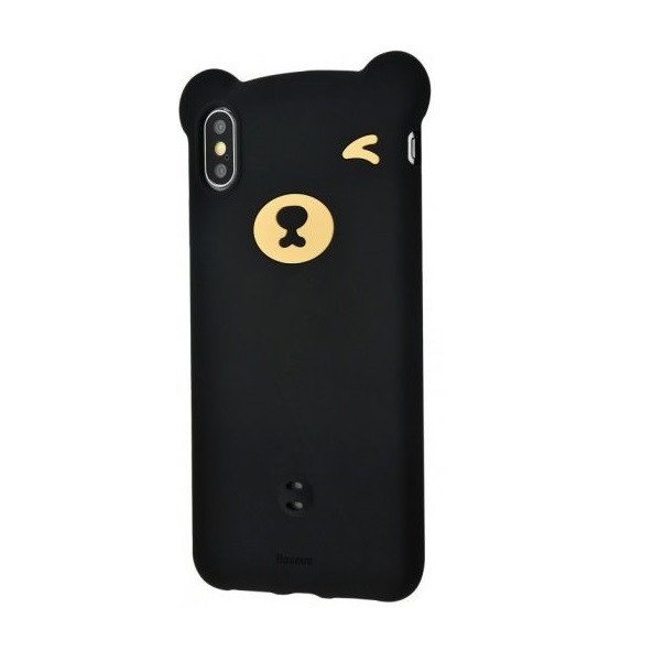

Baseus для iPhone XS Max Bear Silicone Black (WIAPIPH65-BE01), Чёрный
