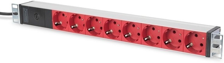 

DIGITUS 1U, 8xSchuko red, 10A, 250V, предохранитель, вилка C14 (DN-95410-R)