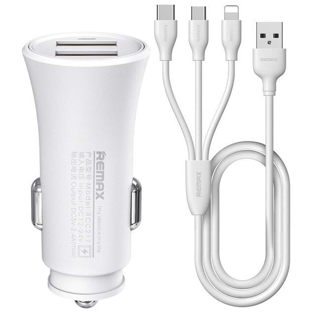 

REMAX Rocket 2хUSB 2.4A with cable white (RCC-217-WHITE)