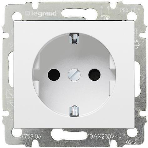 

LEGRAND Schuko 16А 250В автом. клеммы со шторками Valena Classic, Белый (774222)